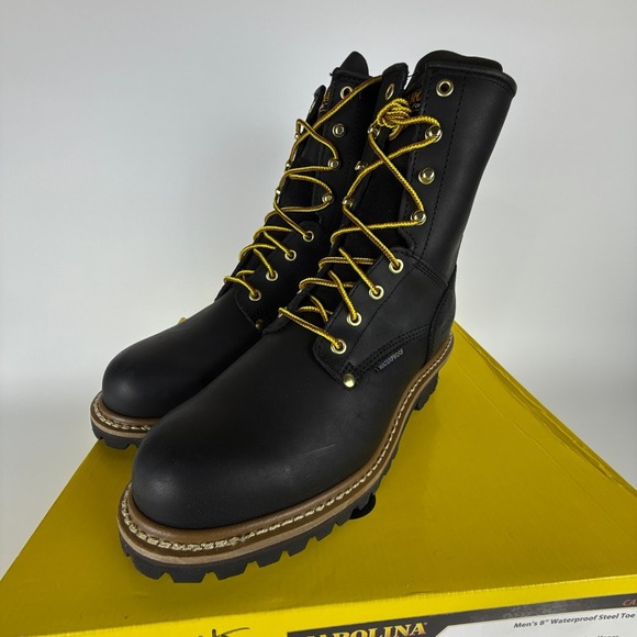 Carolina 8 Inch Steel Toe Logger Boots Mens 9 2E Black CA9823 Waterproof - Picture 6 of 14